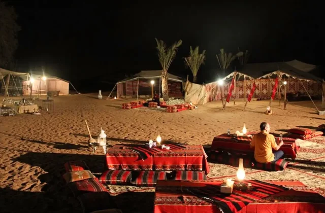 Traditional dinner served at a desert camp