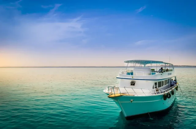 Tour boat on the Red Sea off Hurghada